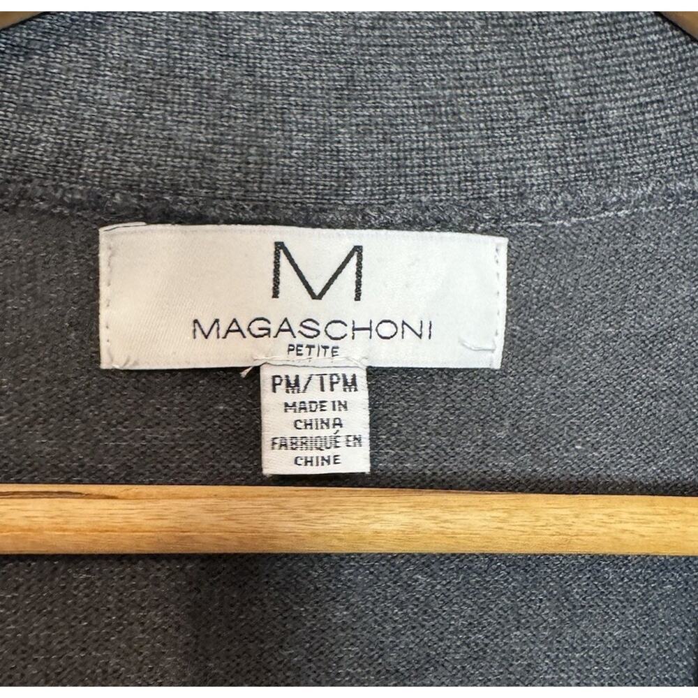 Magaschoni Dark Gray Longline Duster Open Front Cardigan Sweater Petite Medium - Picture 5 of 6